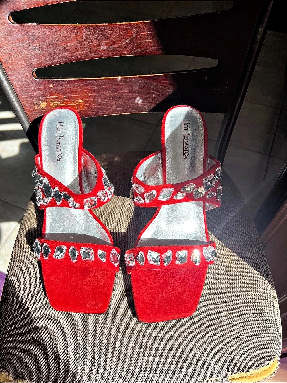 NWOT Hot Tomato Red Embellished Heels